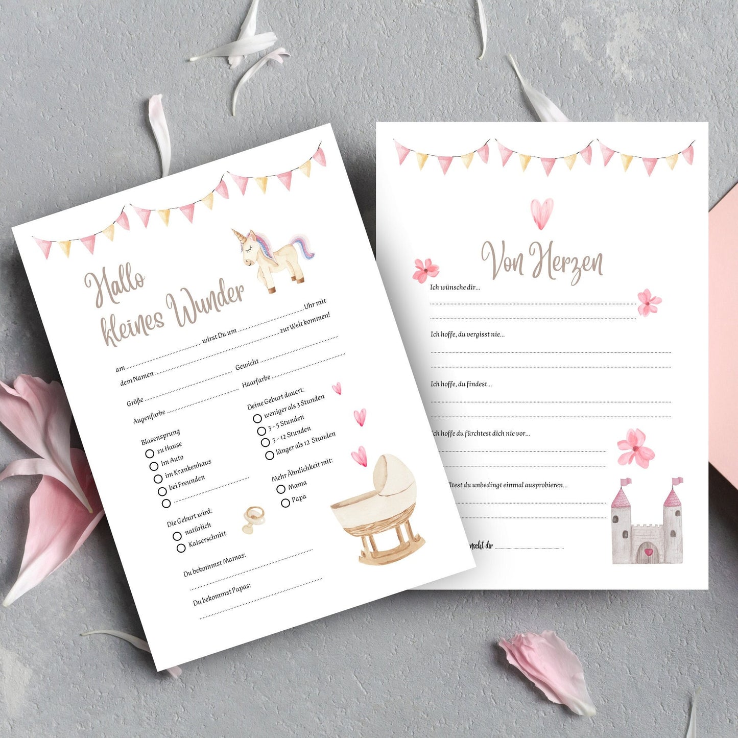 Tippkarten für Babyparty | Motiv Einhorn - MundS Design Shop