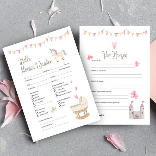 Tippkarten für Babyparty | Motiv Einhorn - MundS Design Shop