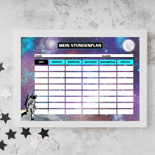 Stundenplan "Astronaut/Weltall" für die Grundschule/Einschulung zum selber Ausdrucken - MundS Design Shop