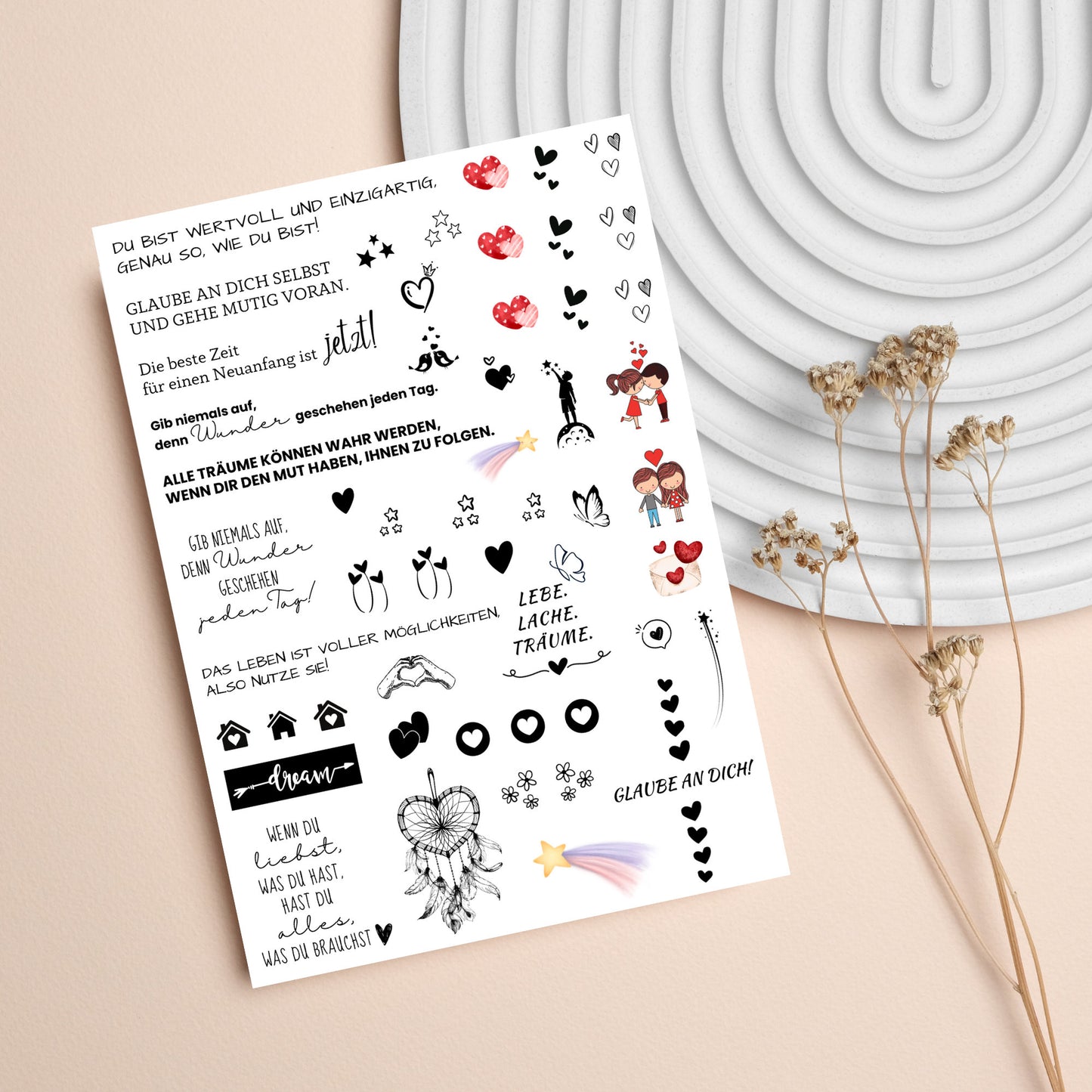 Kerzentattoos Achtsamkeit, Selbstliebe, Motivation, Spirituell, Visualisierung | Kerzensticker mit Sprüchen | Liebe | Geschenkidee - MundS Design Shop
