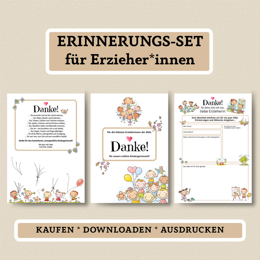Abschiedsgeschenk für Erzieher:innen – liebevolles Erinnerungsalbum zum Ausfüllen & Ausdrucken - MundS Design Shop