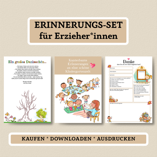 Abschiedsgeschenk für Erzieher:innen – liebevolles Erinnerungsalbum zum Ausfüllen & Ausdrucken - MundS Design Shop
