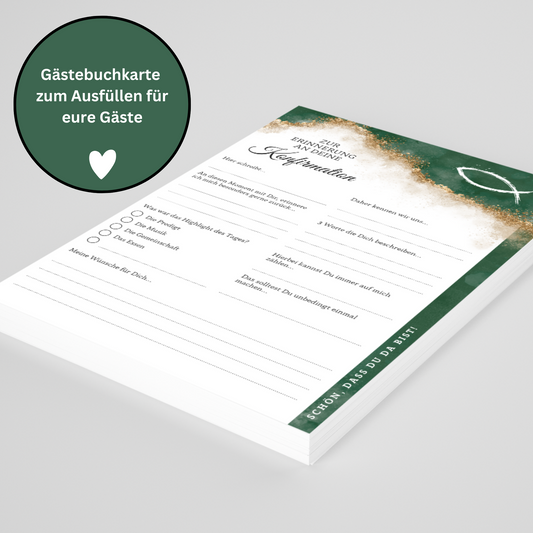 Gästebuchkarten Edel für die Konfirmation, Kommunion oder Jugendweihe als Andenken / Erinnerungen - A5 - MundS Design Shop
