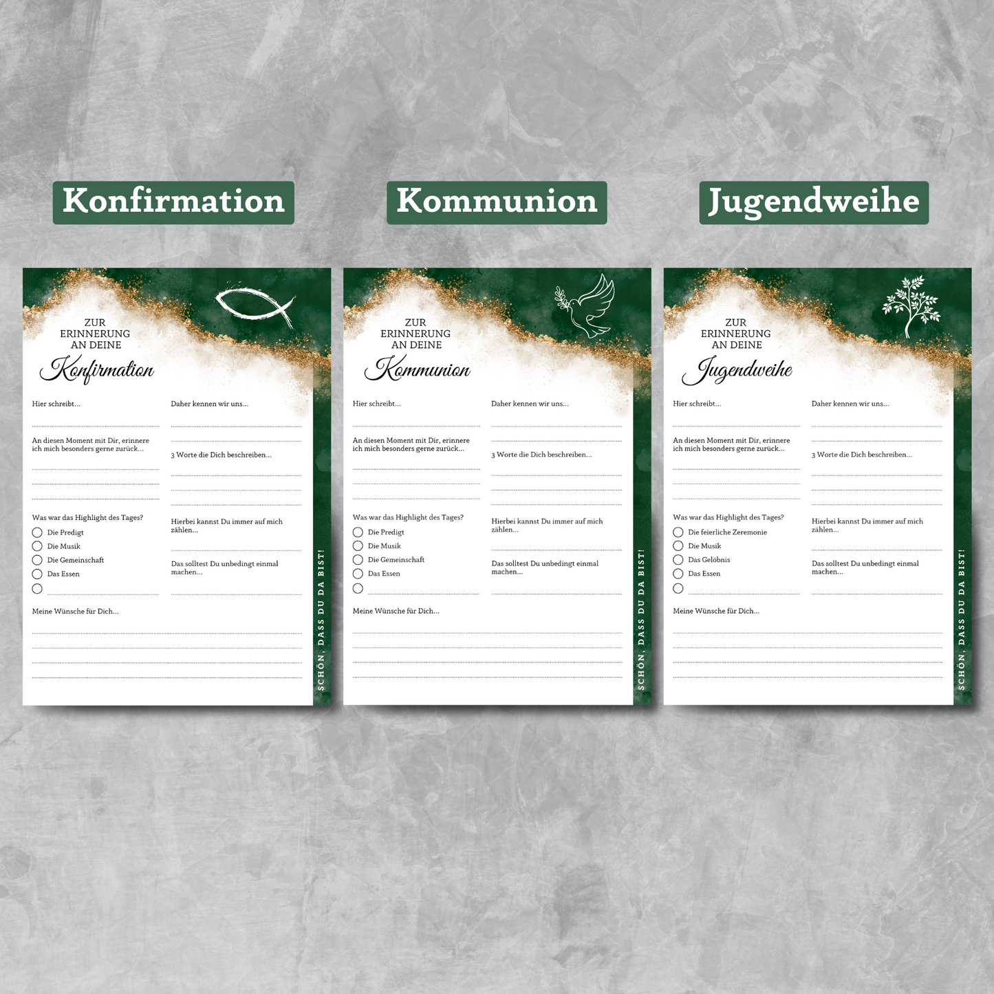 Gästebuchkarten Edel für die Konfirmation, Kommunion oder Jugendweihe als Andenken / Erinnerungen - A5 - MundS Design Shop