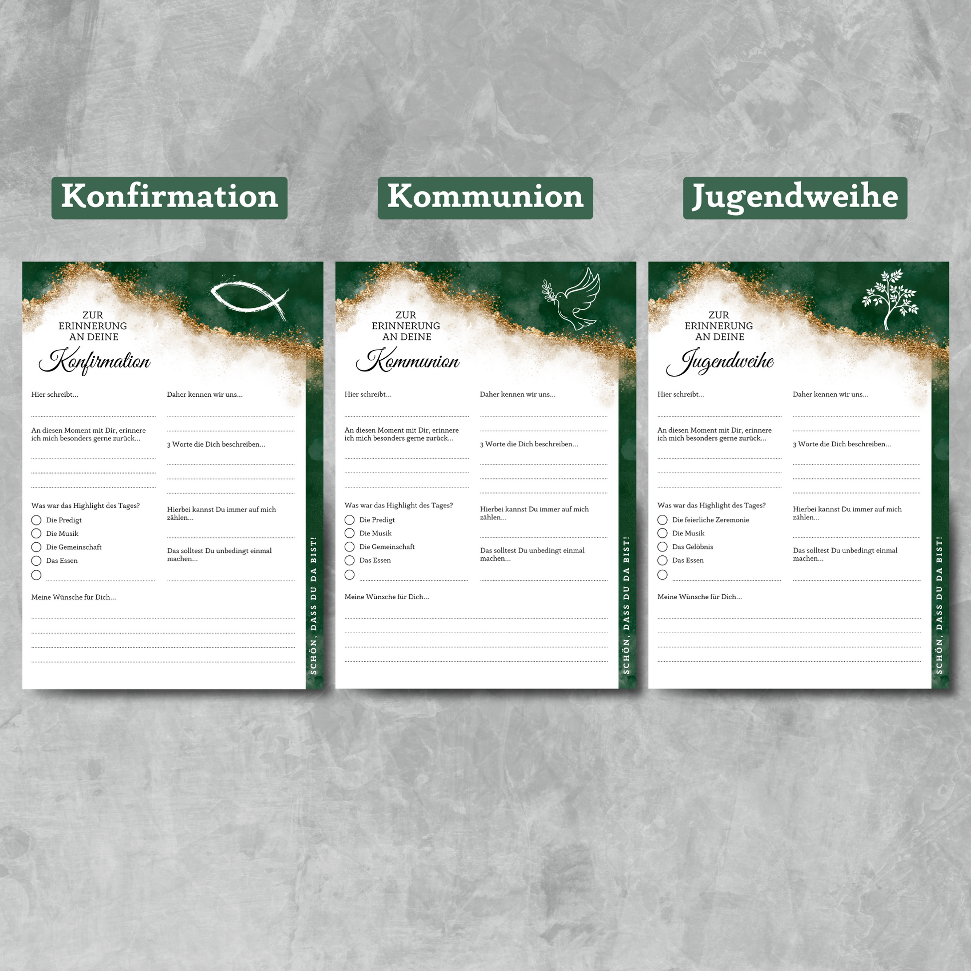 Gästebuchkarten Edel für die Konfirmation, Kommunion oder Jugendweihe als Andenken / Erinnerungen - A5 - MundS Design Shop