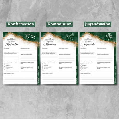 Gästebuchkarten Edel für die Konfirmation, Kommunion oder Jugendweihe als Andenken / Erinnerungen - A5 - MundS Design Shop