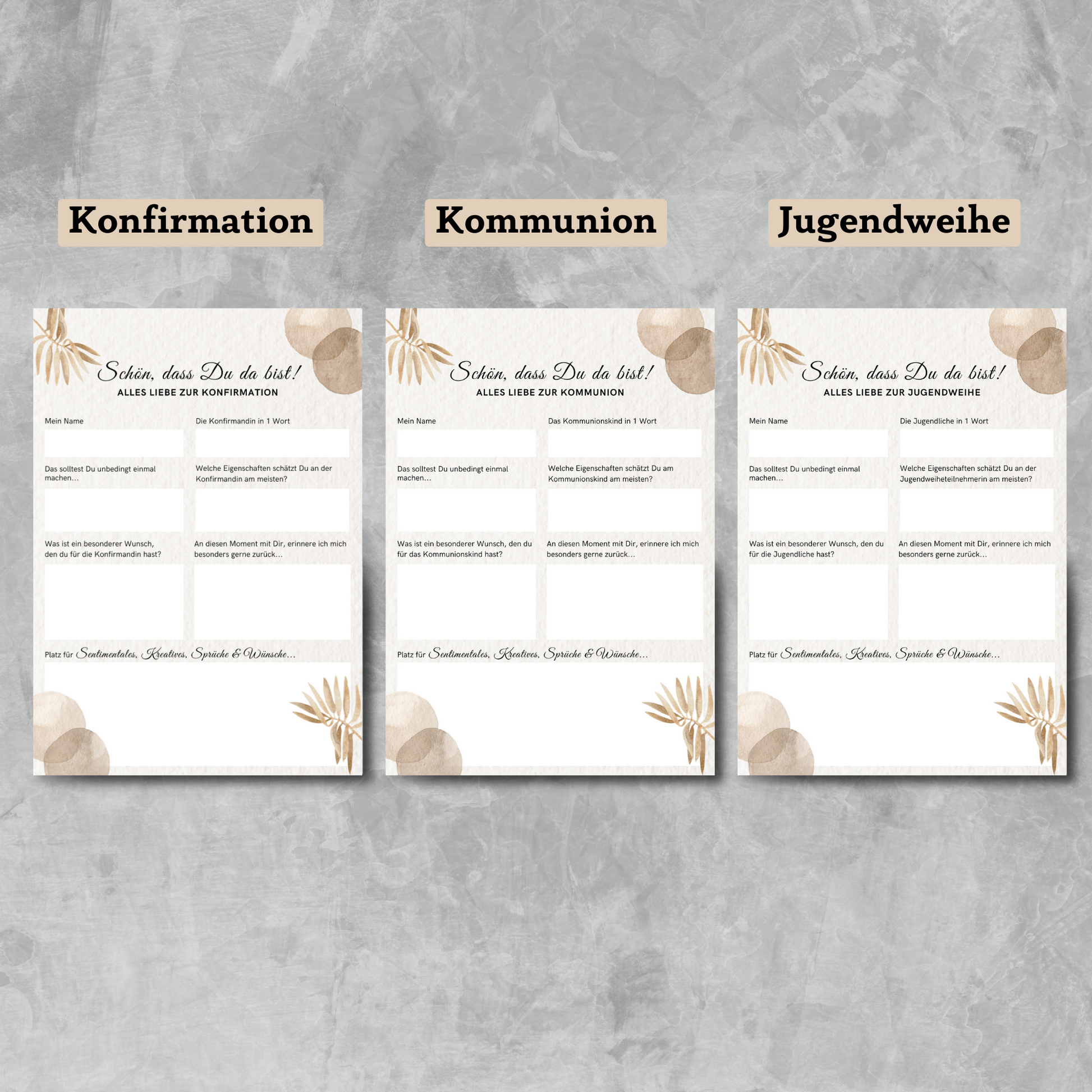 Gästebuchkarten BoHo-Stil für die Konfirmation, Kommunion oder Jugendweihe als Andenken / Erinnerungen - A5 - MundS Design Shop
