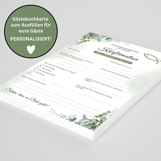 Gästebuchkarten für die Konfirmation, Kommunion oder Jugendweihe als Andenken / Erinnerungen - A5 - MundS Design Shop