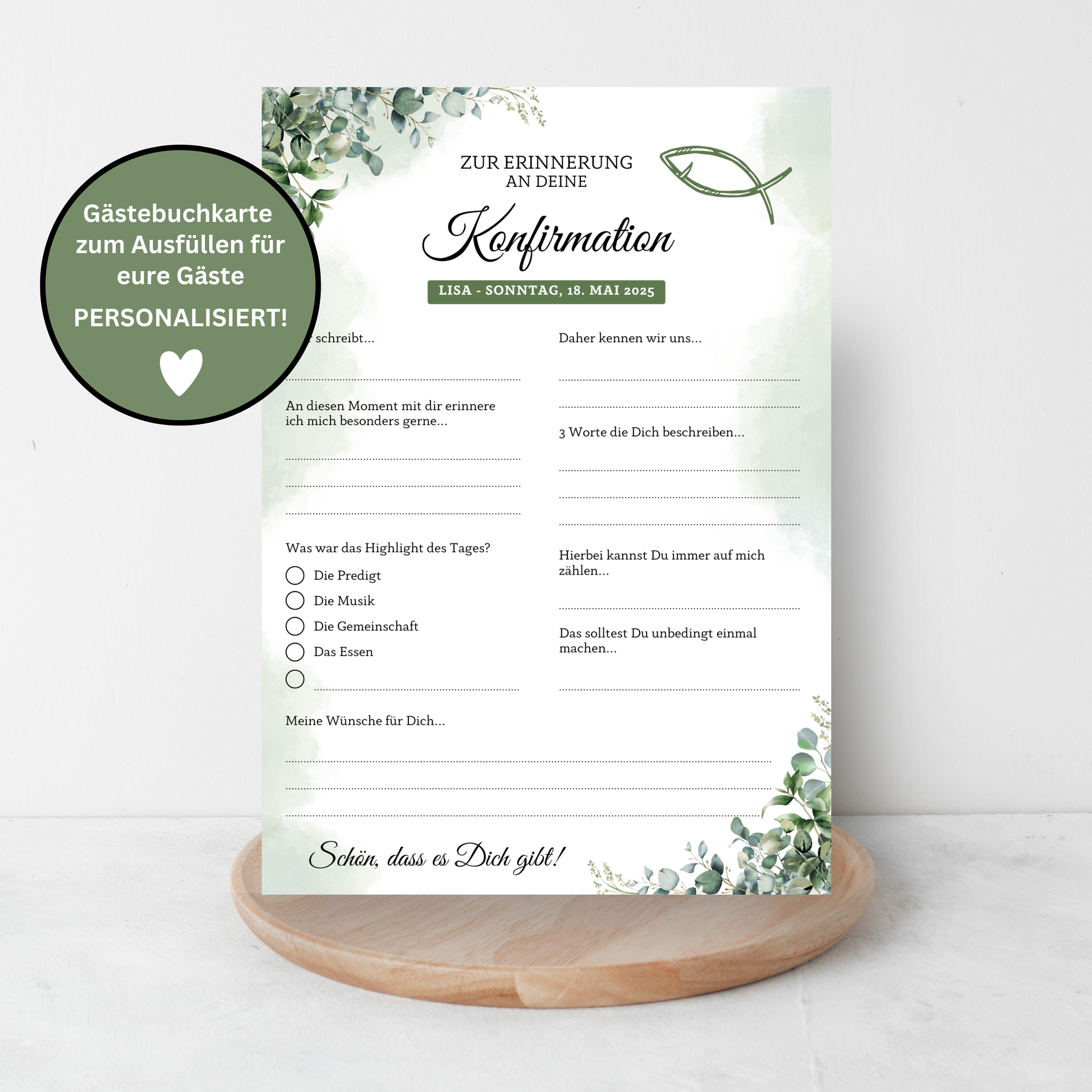 Gästebuchkarten für die Konfirmation, Kommunion oder Jugendweihe als Andenken / Erinnerungen - A5 - MundS Design Shop