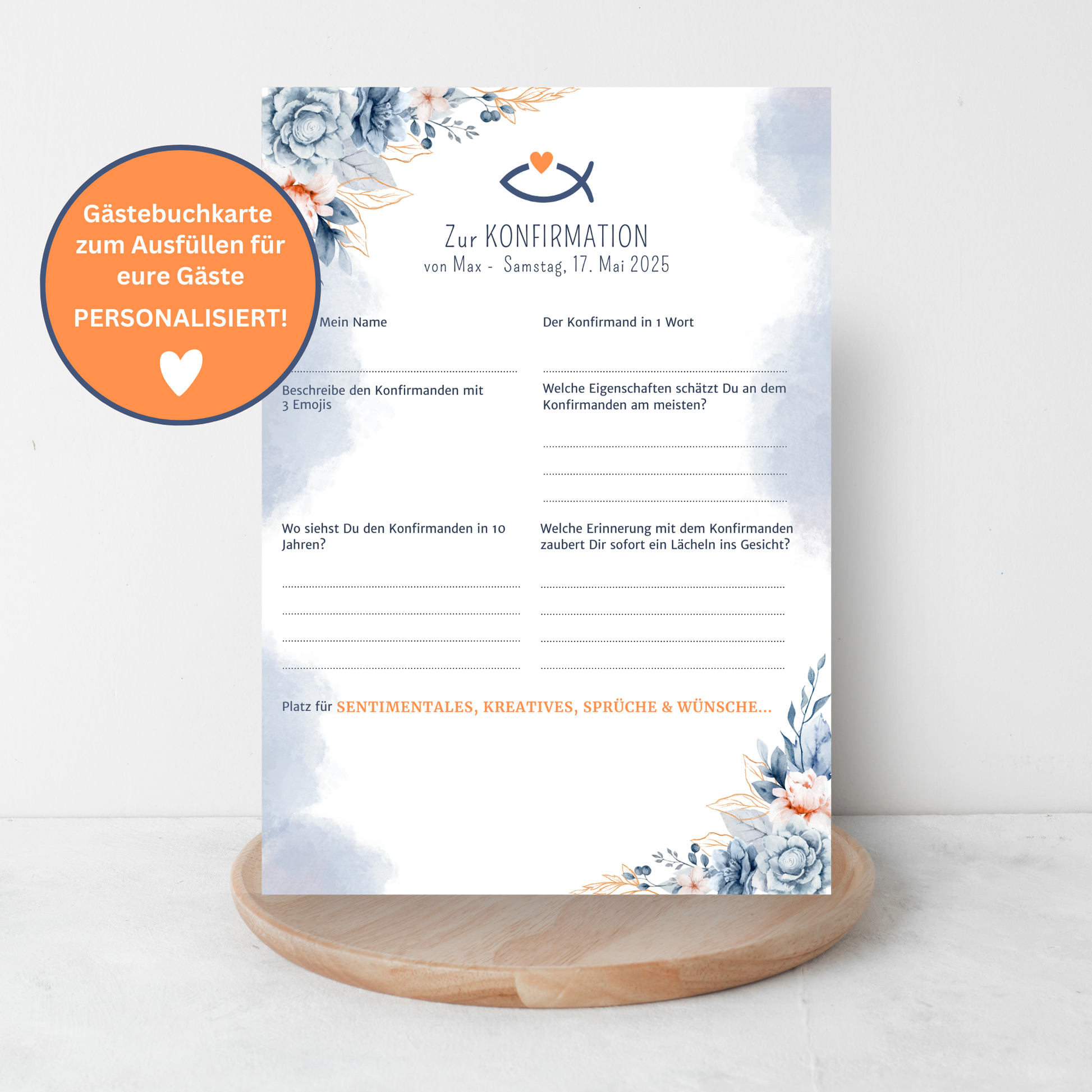 Individuelle Gästebuchkarten Konfirmation, Kommunion oder Jugendweihe  - Erinnerungen, die bleiben - MundS Design Shop