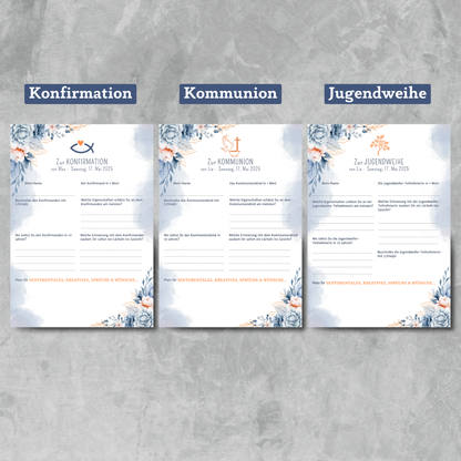 Individuelle Gästebuchkarten Konfirmation, Kommunion oder Jugendweihe  - Erinnerungen, die bleiben - MundS Design Shop