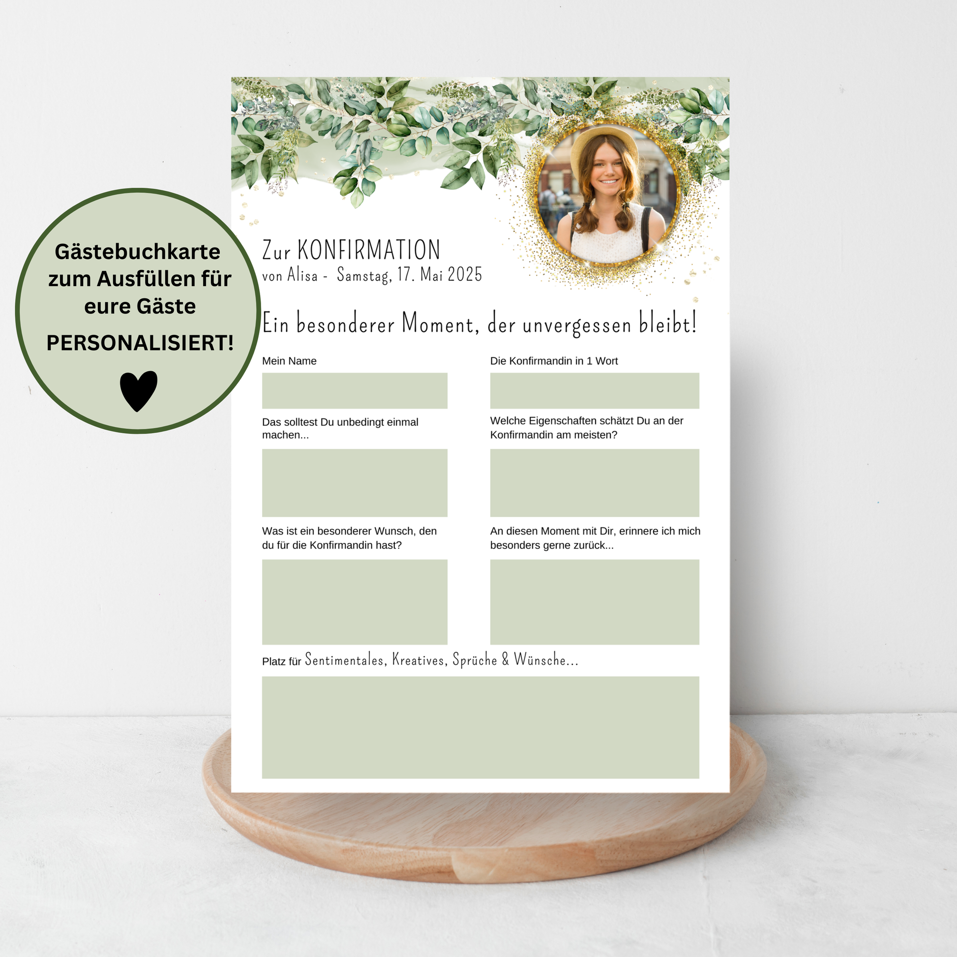 Personalisierte Gästebuchkarten mit Foto für Konfirmation & Kommunion – Eine besondere Erinnerung an einen besonderen Tag! - MundS Design Shop