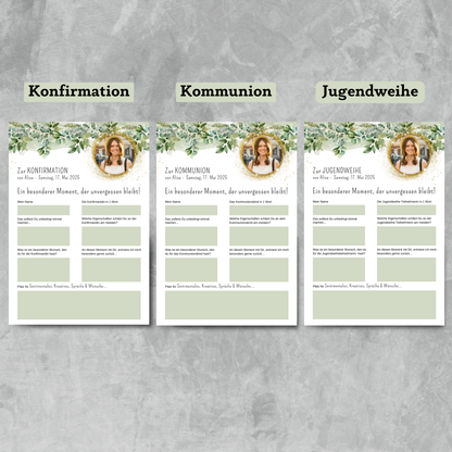 Personalisierte Gästebuchkarten mit Foto für Konfirmation & Kommunion – Eine besondere Erinnerung an einen besonderen Tag! - MundS Design Shop
