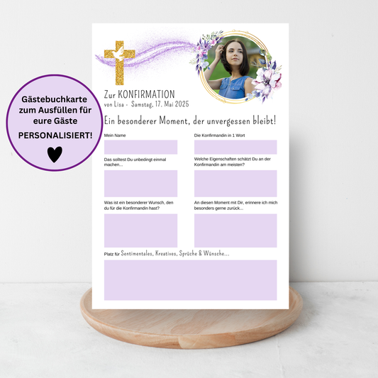 Personalisierte Gästebuchkarten für Mädchen mit Foto - MundS Design Shop