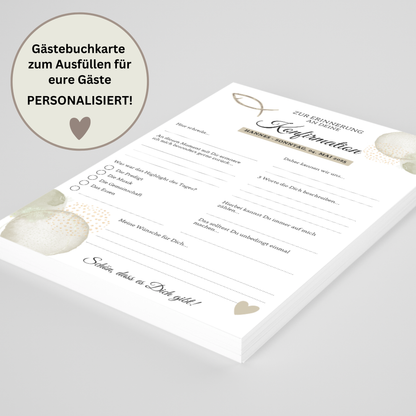 Gästebuchkarten beige für die Konfirmation, Kommunion oder Jugendweihe als Andenken / Erinnerungen - A5 - MundS Design Shop