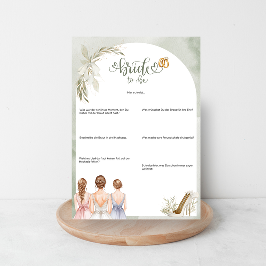 Stilvolle Gästebuchkarte für Junggesellinnenabschied & Bridal Shower. Persönliche Botschaften + unvergessliche Erinnerungen für die Braut. - MundS Design Shop