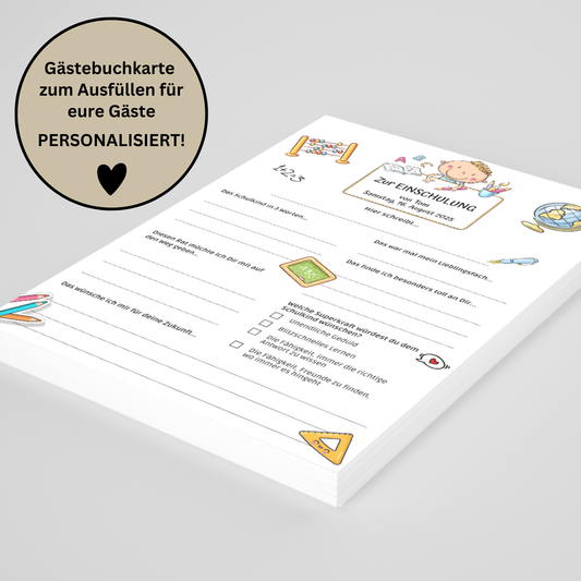 Gästebuchkarten mit Männchen zur Einschulung – Persönliche Erinnerungen für den Schulanfang - MundS Design Shop