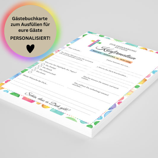 Bunte Gästebuchkarten für unvergessliche Feste – personalisiert und liebevoll gestaltet