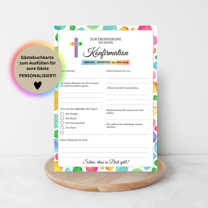 Bunte Gästebuchkarten für unvergessliche Feste – personalisiert und liebevoll gestaltet
