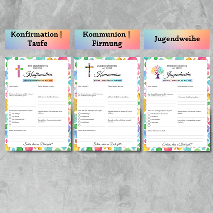 Bunte Gästebuchkarten für unvergessliche Feste – personalisiert und liebevoll gestaltet