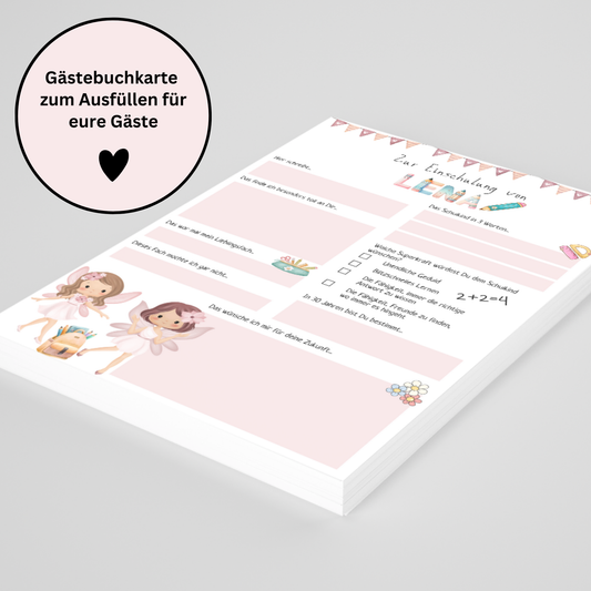 Gästebuchkarten Einschulung | Einschulungsfeier Deko & Geschenkidee | Ausfüllkarten für Gäste | Schulanfang Erinnerungen | personalisierbar - MundS Design Shop