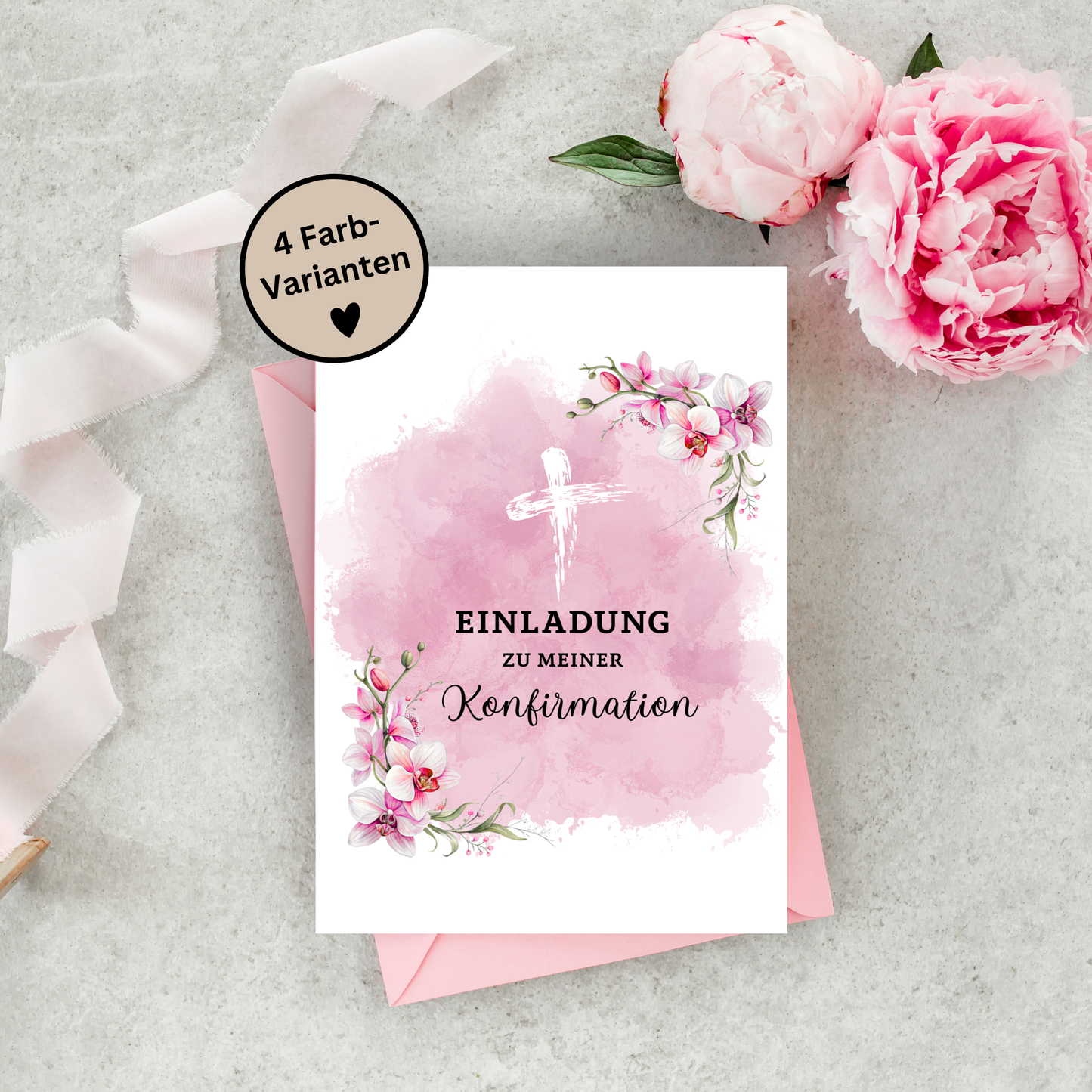 Personalisierte Einladungskarte zur Konfirmation | Kommunion, Firmung, Taufe & Jugendweihe | A5 Klappkarte | 300g Premiumkarton | 4 Farben