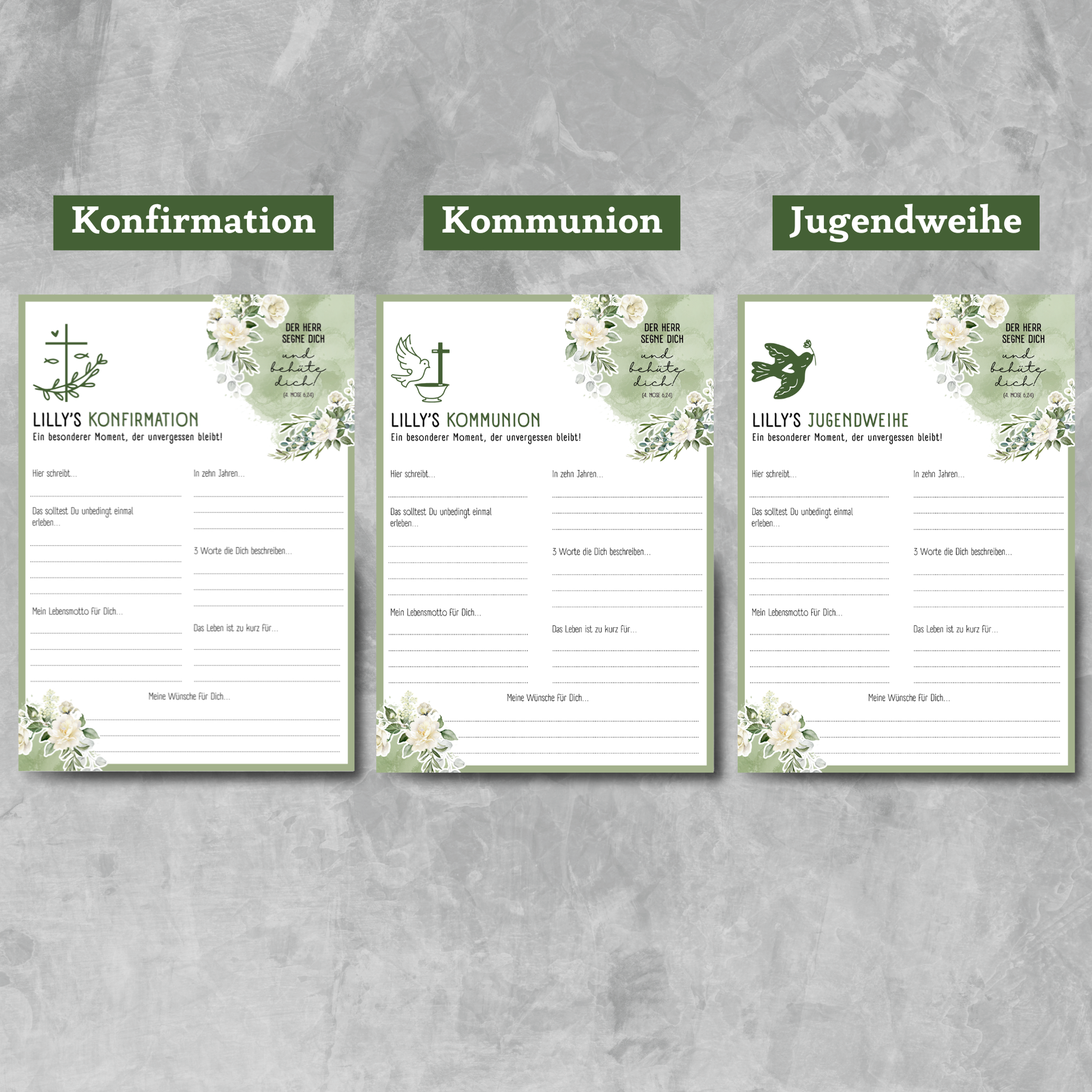 Personalisierte Gästebuchkarten für Konfirmation, Kommunion, Taufe & Jugendweihe - MundS Design Shop