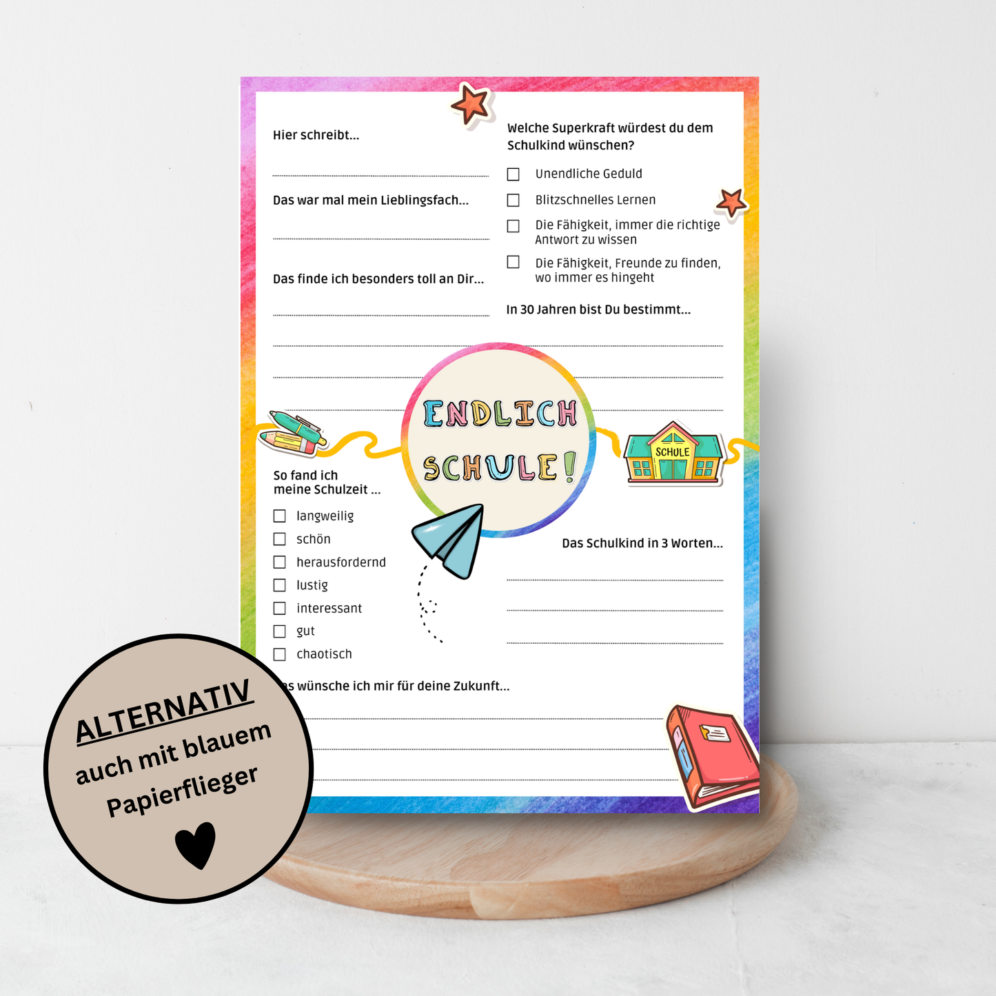Gästebuchkarten für die Einschulung als Andenken / Erinnerungen - MundS Design Shop