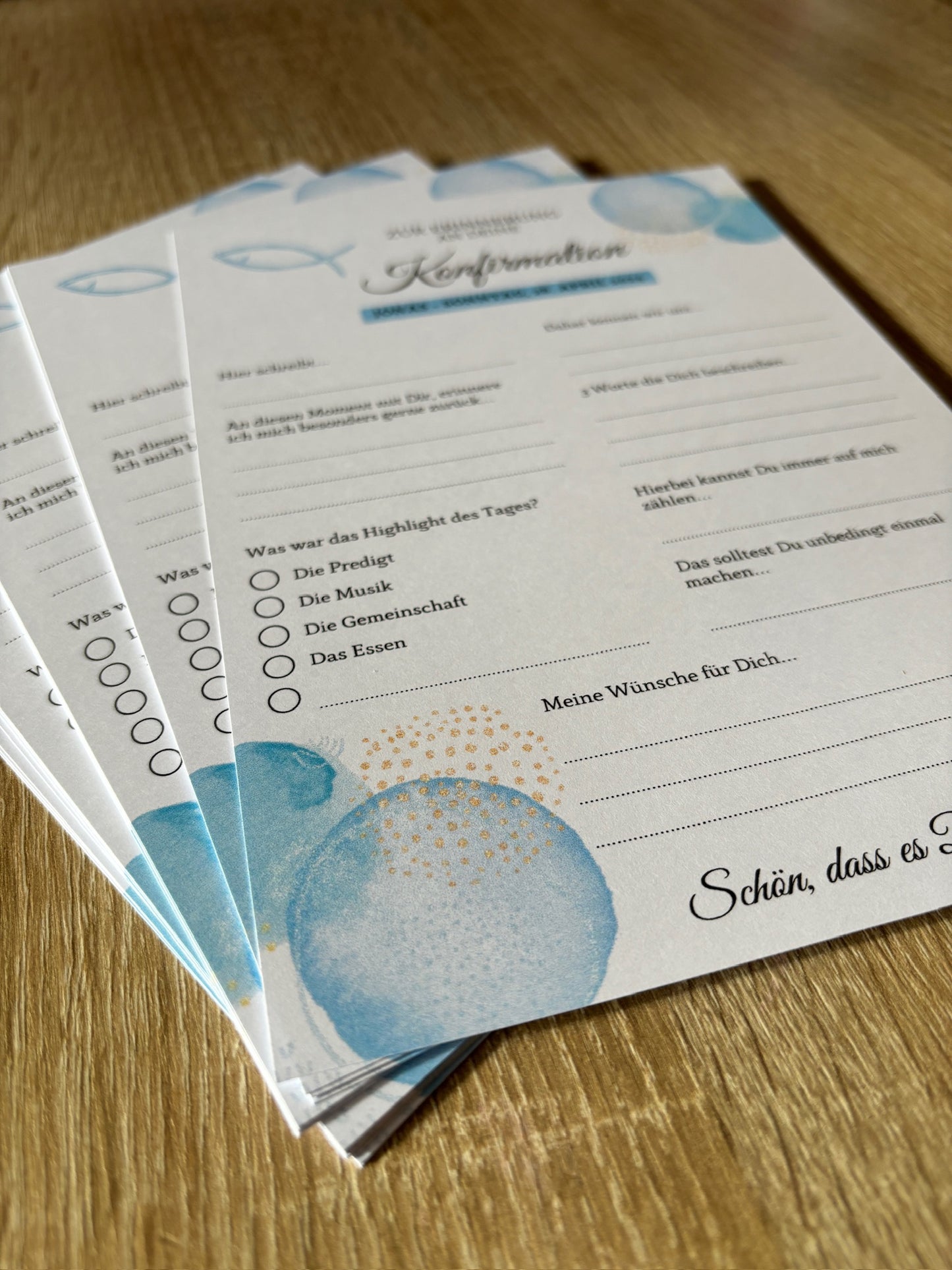 Gästebuchkarten blau für die Konfirmation, Kommunion oder Jugendweihe als Andenken / Erinnerungen - A5 - MundS Design Shop