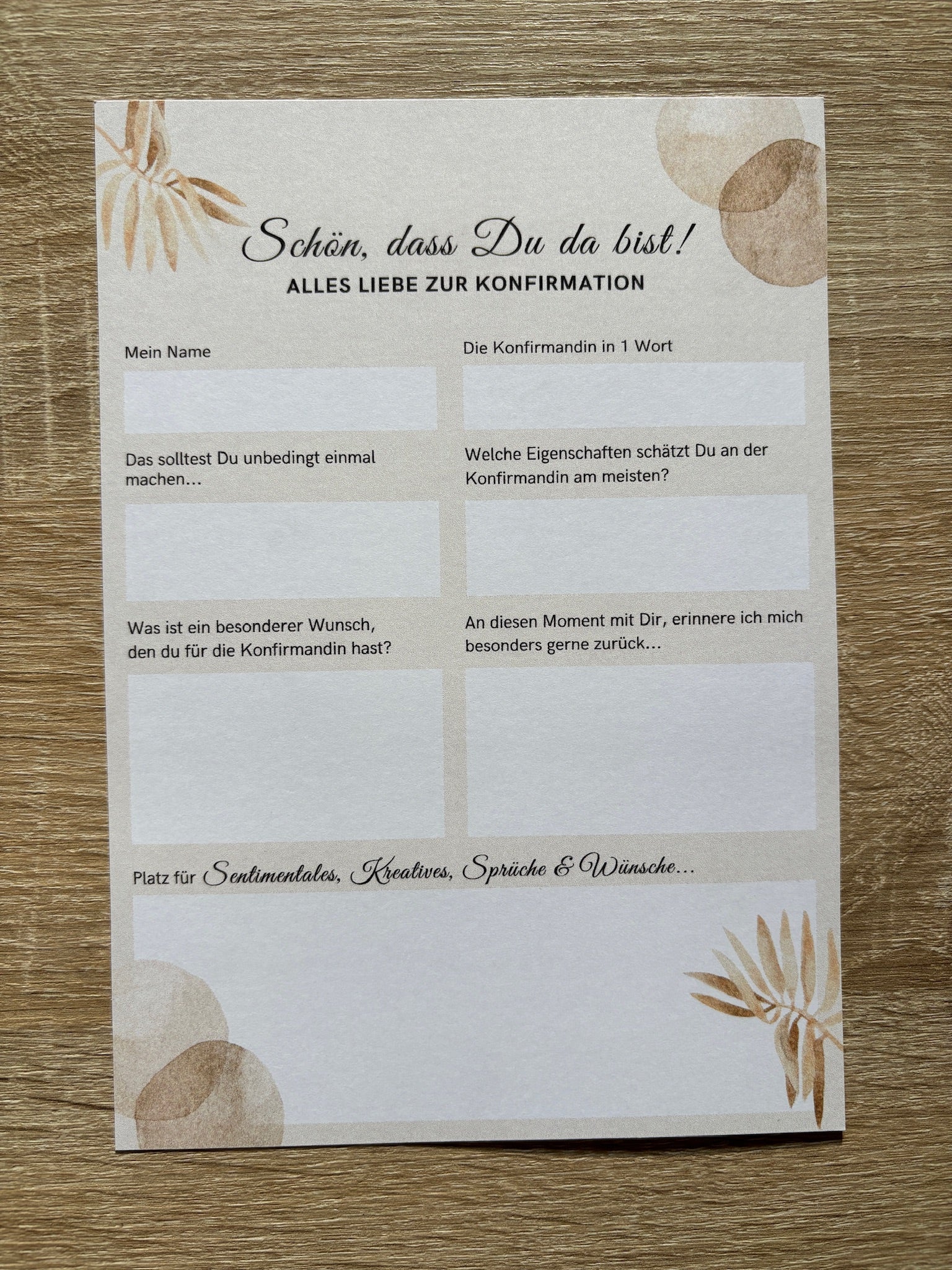 Gästebuchkarten BoHo-Stil für die Konfirmation, Kommunion oder Jugendweihe als Andenken / Erinnerungen - A5 - MundS Design Shop