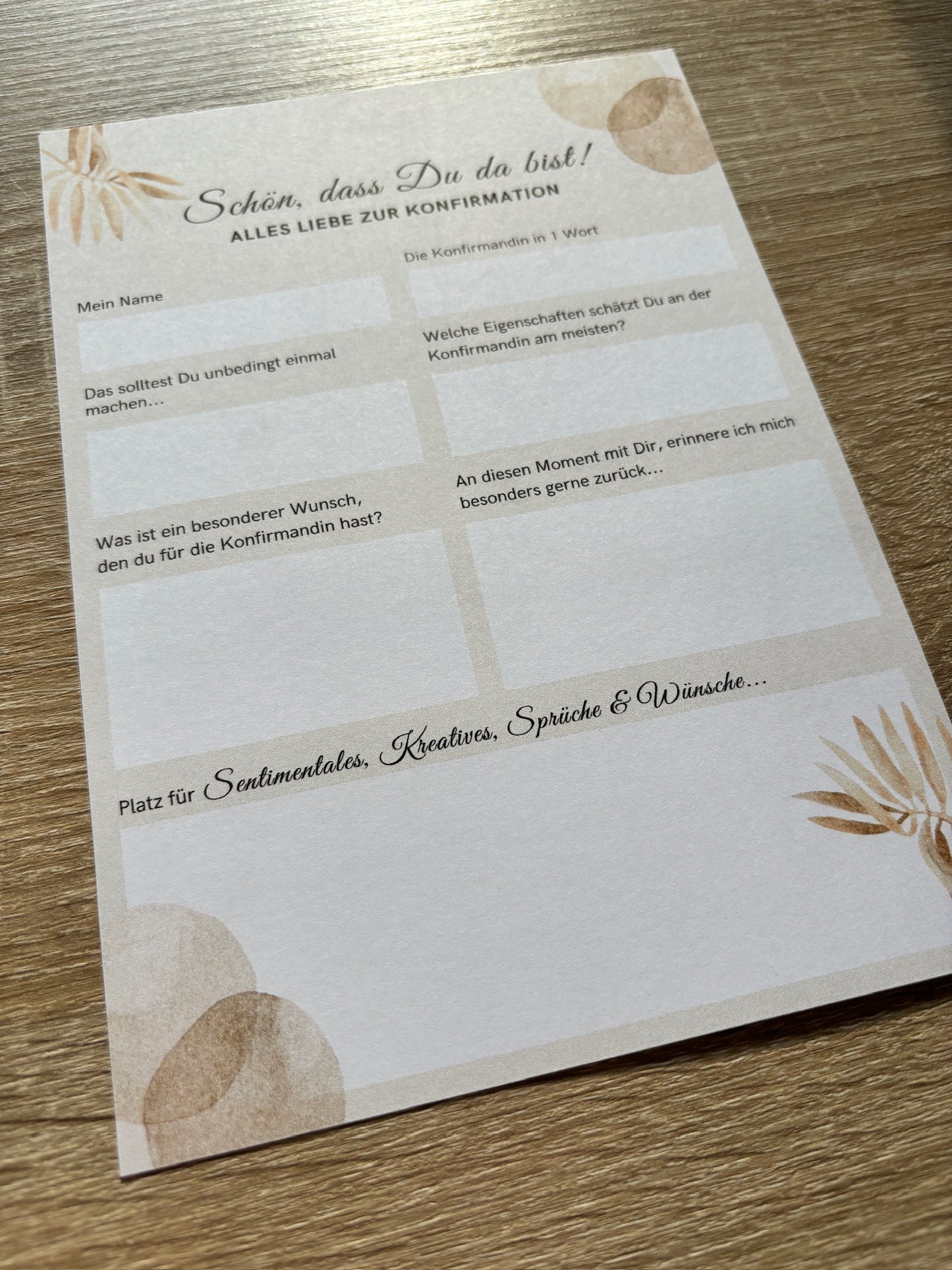 Gästebuchkarten BoHo-Stil für die Konfirmation, Kommunion oder Jugendweihe als Andenken / Erinnerungen - A5 - MundS Design Shop