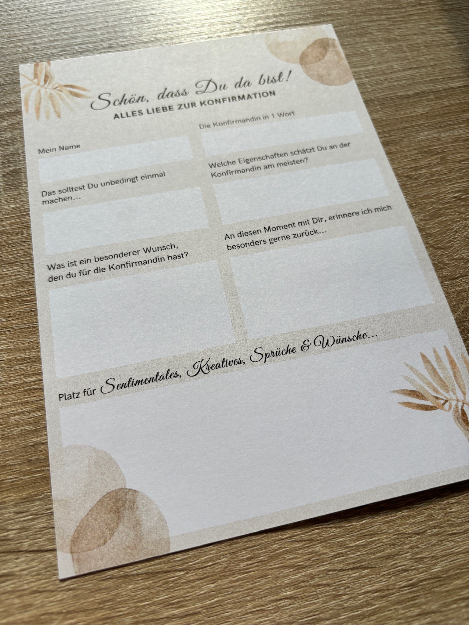 Gästebuchkarten BoHo-Stil für die Konfirmation, Kommunion oder Jugendweihe als Andenken / Erinnerungen - A5 - MundS Design Shop