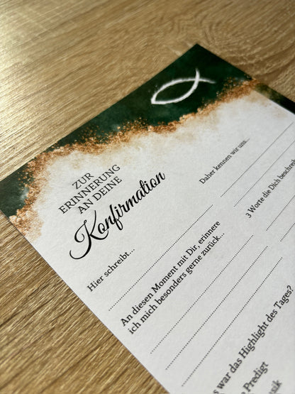 Gästebuchkarten Edel für die Konfirmation, Kommunion oder Jugendweihe als Andenken / Erinnerungen - A5 - MundS Design Shop