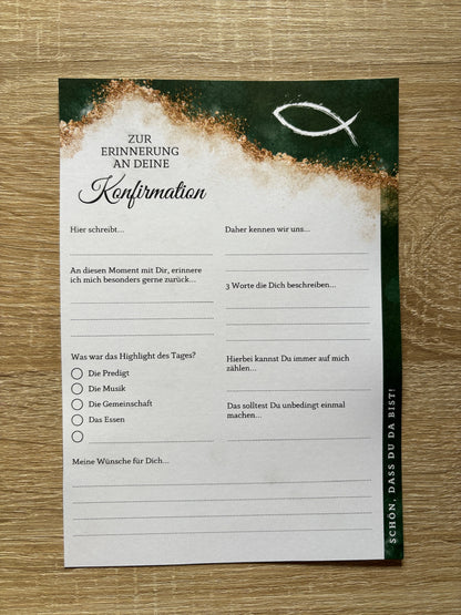Gästebuchkarten Edel für die Konfirmation, Kommunion oder Jugendweihe als Andenken / Erinnerungen - A5 - MundS Design Shop