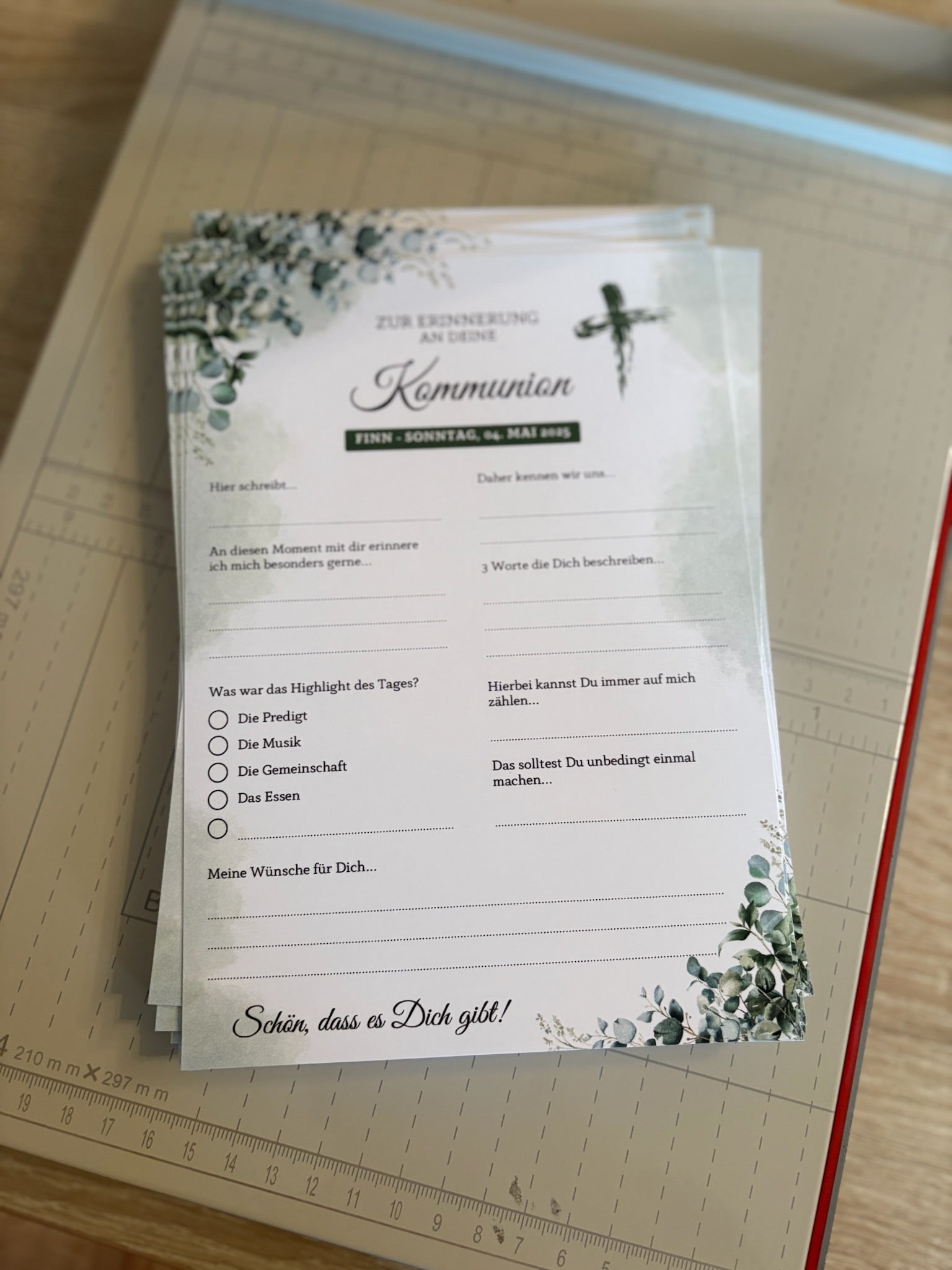 Gästebuchkarten für die Konfirmation, Kommunion oder Jugendweihe als Andenken / Erinnerungen - A5 - MundS Design Shop