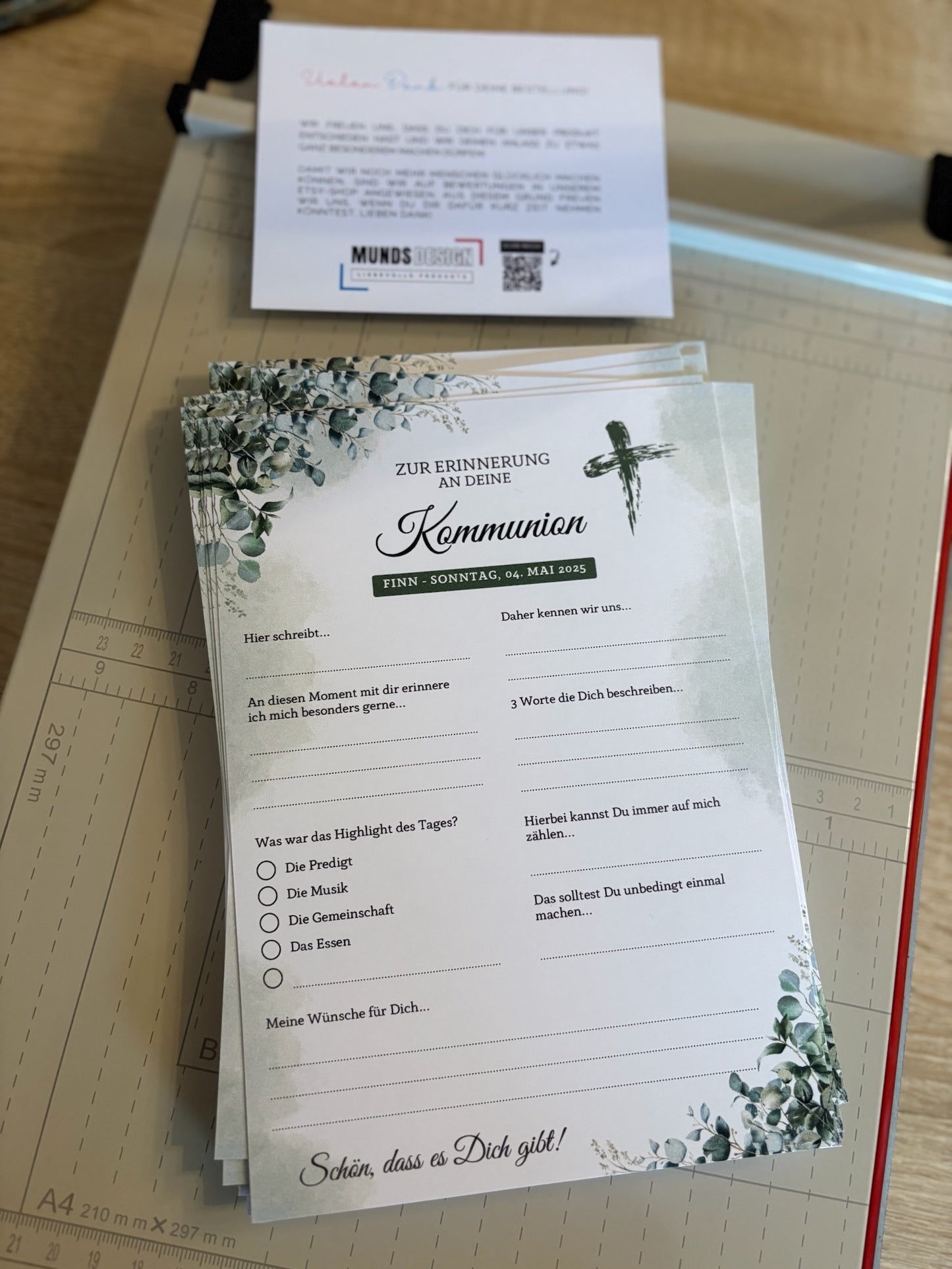 Gästebuchkarten für die Konfirmation, Kommunion oder Jugendweihe als Andenken / Erinnerungen - A5 - MundS Design Shop