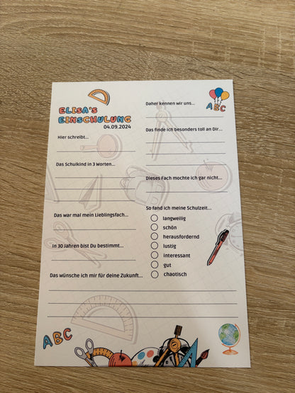 Gästebuchkarten für die Einschulung als Andenken / Erinnerungen - A5 - MundS Design Shop