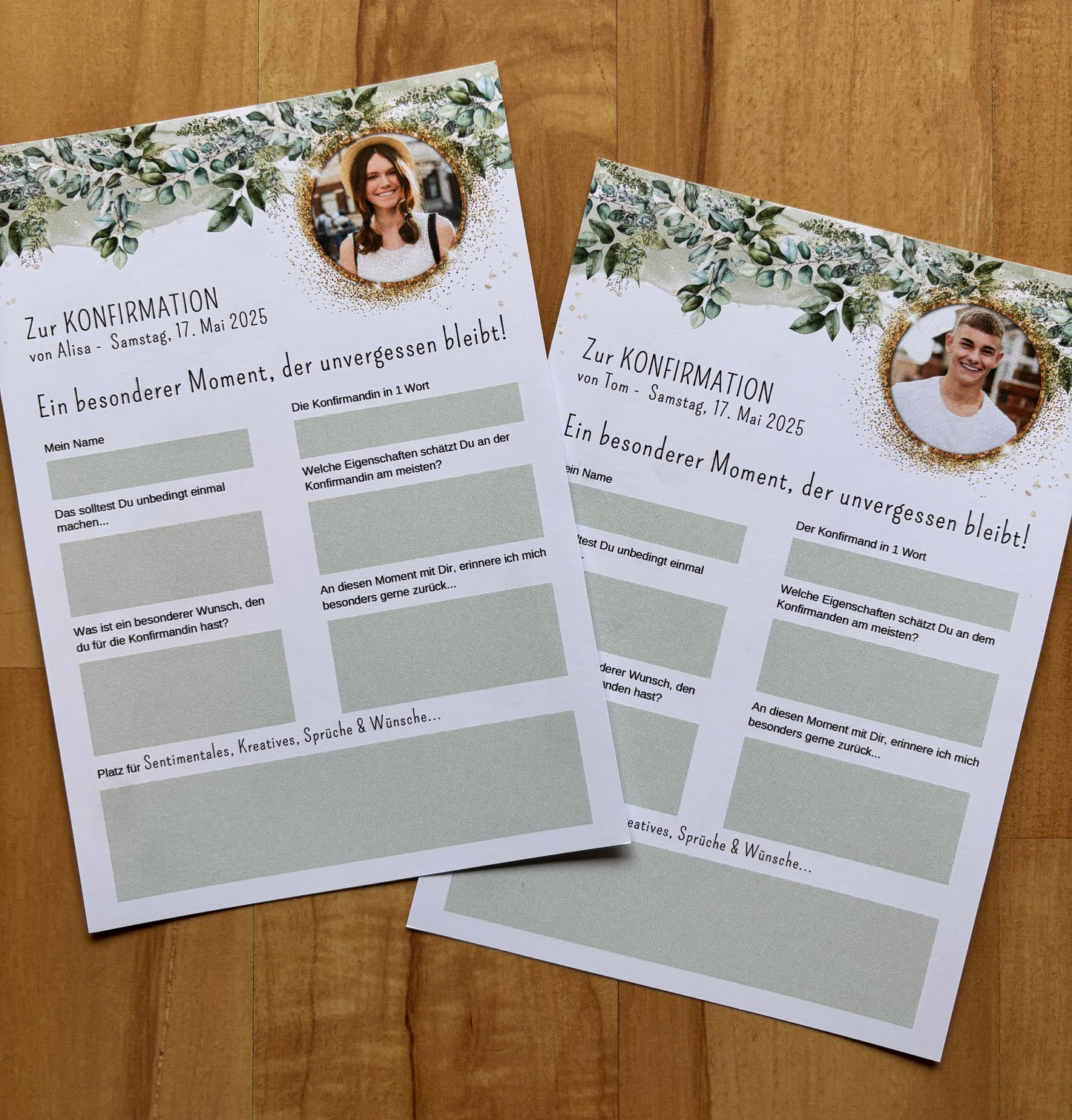 Personalisierte Gästebuchkarten mit Foto für Konfirmation & Kommunion – Eine besondere Erinnerung an einen besonderen Tag! - MundS Design Shop