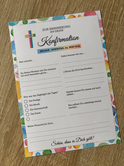 Bunte Gästebuchkarten für unvergessliche Feste – personalisiert und liebevoll gestaltet