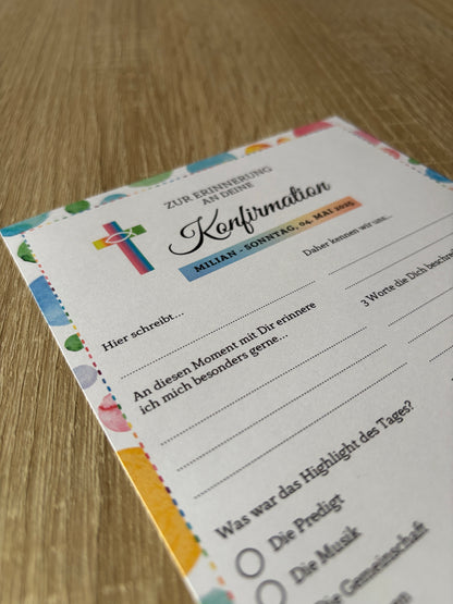 Bunte Gästebuchkarten für unvergessliche Feste – personalisiert und liebevoll gestaltet