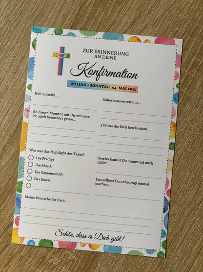 Bunte Gästebuchkarten für unvergessliche Feste – personalisiert und liebevoll gestaltet