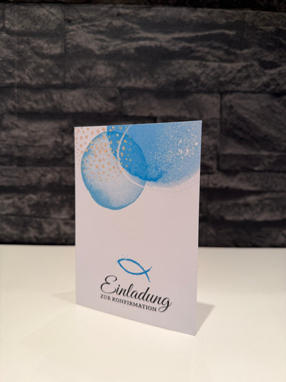 Personalisierte Einladungskarte zur Konfirmation, Kommunion, Jugendweihe, Firmung oder Taufe – A5 Klappkarte