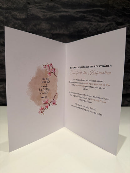 Personalisierte Einladungskarte zur Konfirmation | Kommunion, Firmung, Taufe & Jugendweihe | A5 Klappkarte | 300g Premiumkarton | 4 Farben