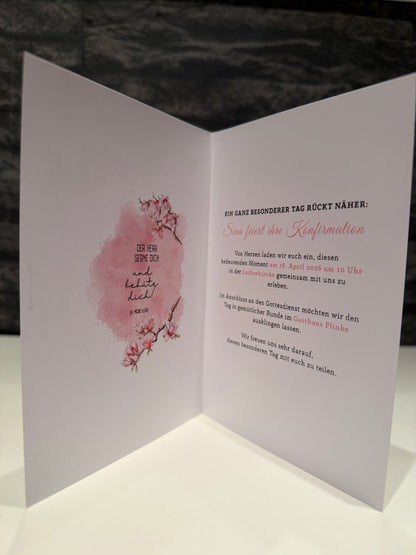 Personalisierte Einladungskarte zur Konfirmation | Kommunion, Firmung, Taufe & Jugendweihe | A5 Klappkarte | 300g Premiumkarton | 4 Farben
