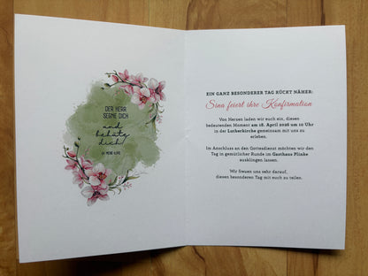 Personalisierte Einladungskarte zur Konfirmation | Kommunion, Firmung, Taufe & Jugendweihe | A5 Klappkarte | 300g Premiumkarton | 4 Farben