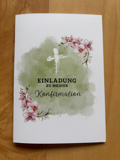 Personalisierte Einladungskarte zur Konfirmation | Kommunion, Firmung, Taufe & Jugendweihe | A5 Klappkarte | 300g Premiumkarton | 4 Farben