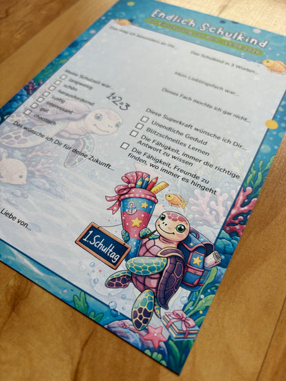 Gästebuchkarten zur Einschulung im Unterwasser-Design – personalisiert mit Name & Datum - MundS Design Shop