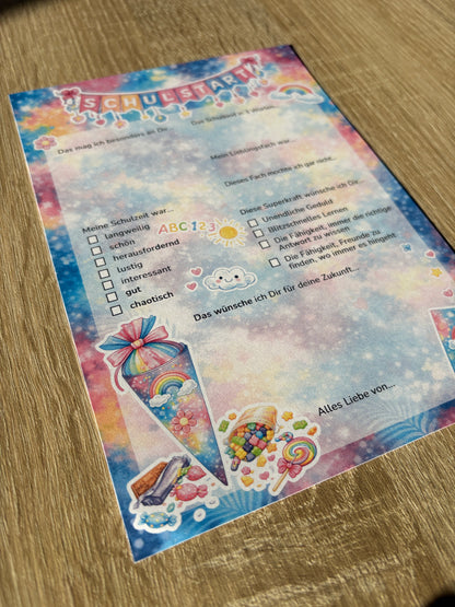 Regenbogen Gästebuchkarten zur Einschulung – Schulstart A5 | 10–30 Stück | 200g oder 300g Papier - MundS Design Shop
