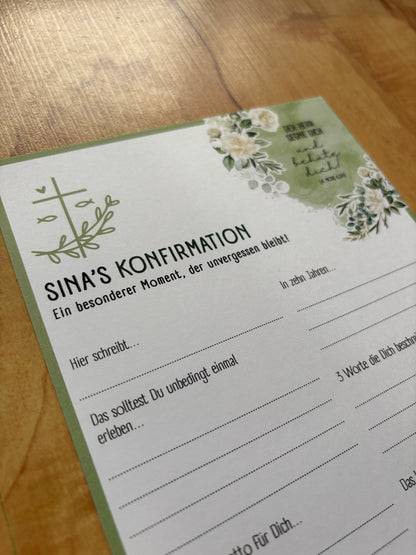 Personalisierte Gästebuchkarten für Konfirmation, Kommunion, Taufe & Jugendweihe - MundS Design Shop