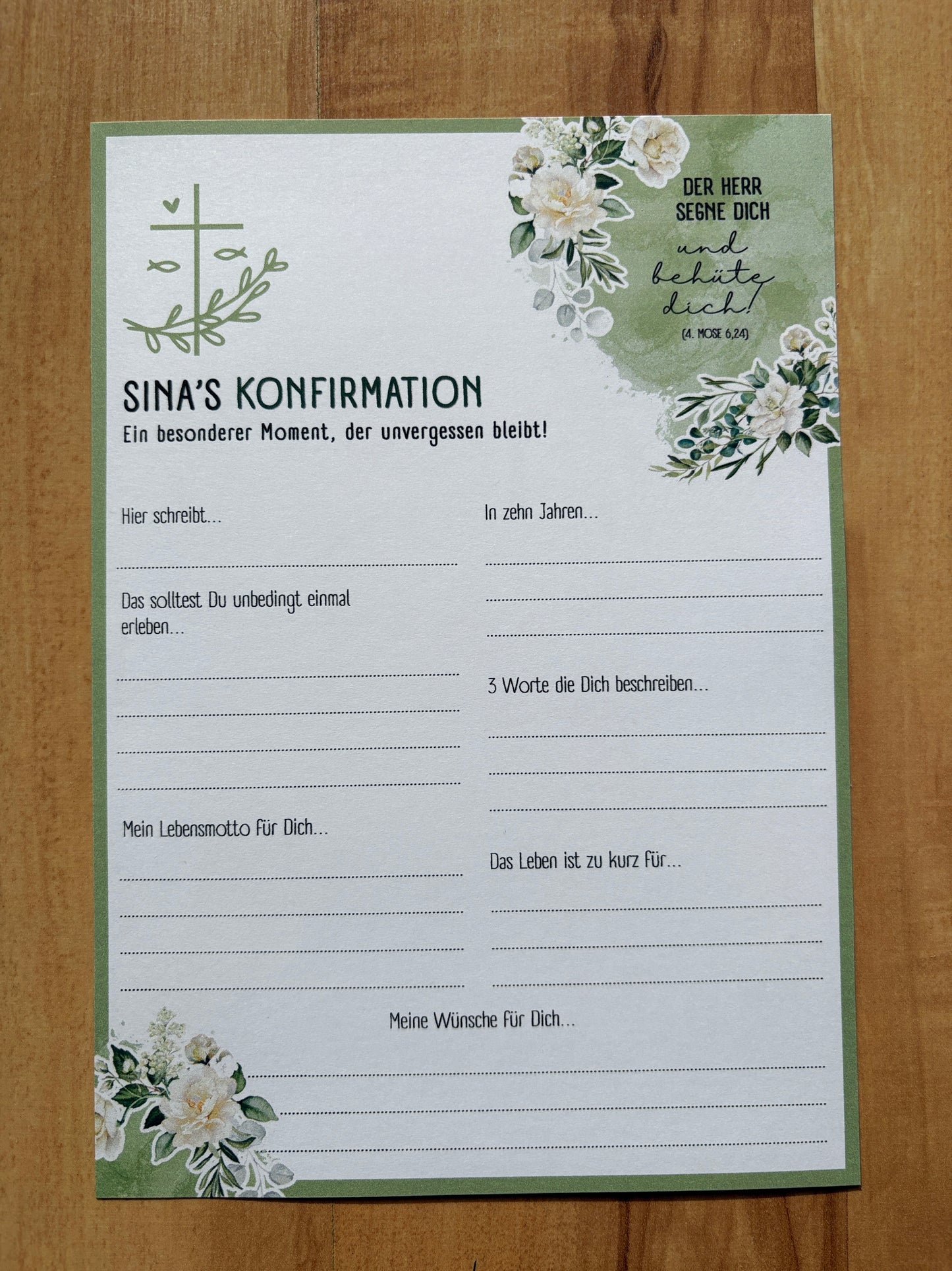 Personalisierte Gästebuchkarten für Konfirmation, Kommunion, Taufe & Jugendweihe - MundS Design Shop